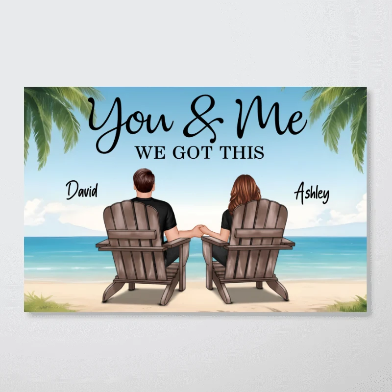 Summer Vibe Beach Landscape Couple Sitting Personalized Poster - Image 6