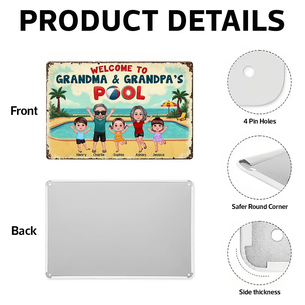 Summer Vibe Welcome To Grandpa Grandma Grandparents Pool Personalized Metal Sign - Image 10