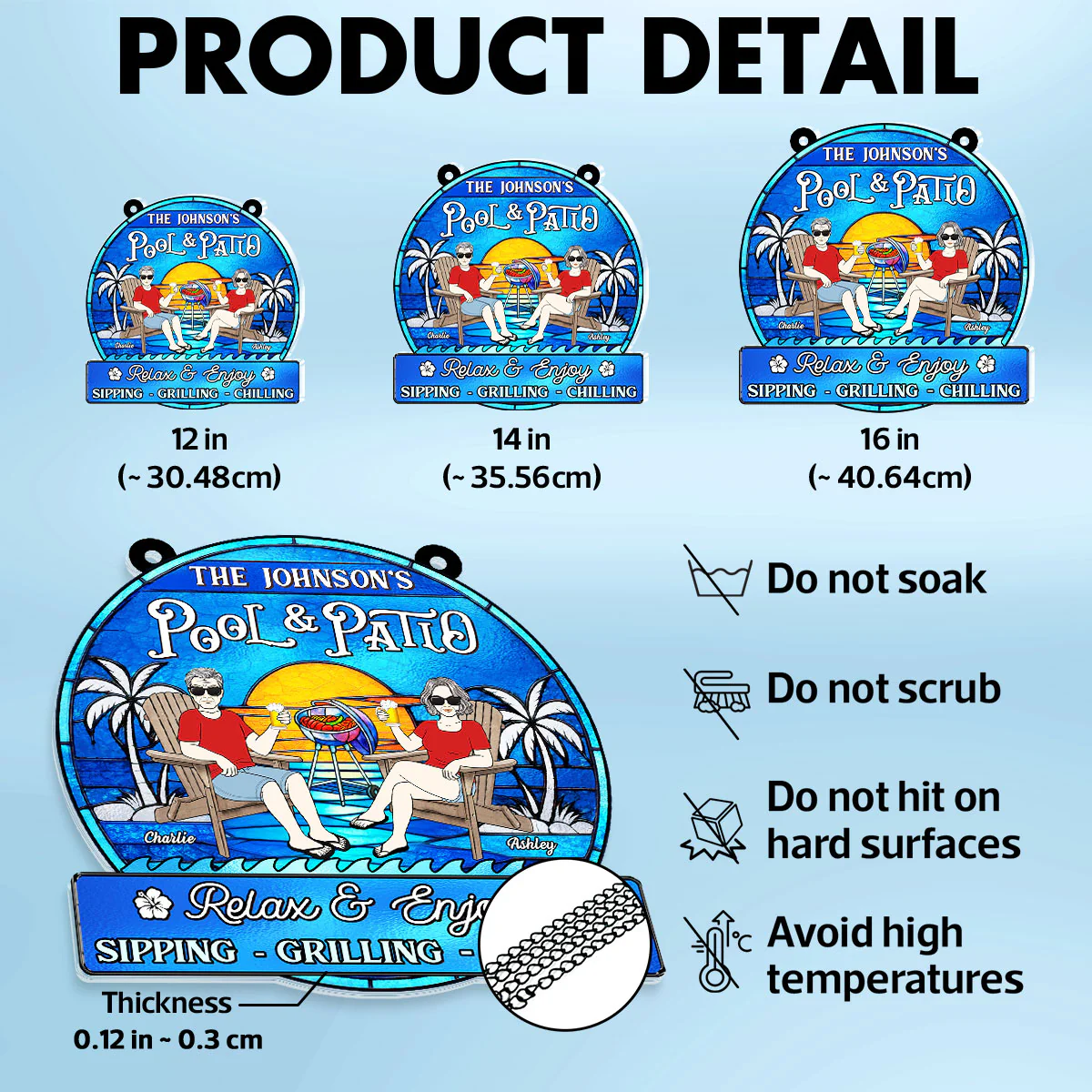 Summer Welcome To Family Couple Pool & Patio Personalized Acrylic Suncatcher - Image 7