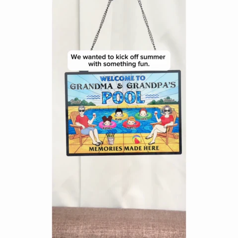 Summer Welcome To Grandpa Grandma Grandparents Pool Personalized Acrylic Suncatcher - Image 2