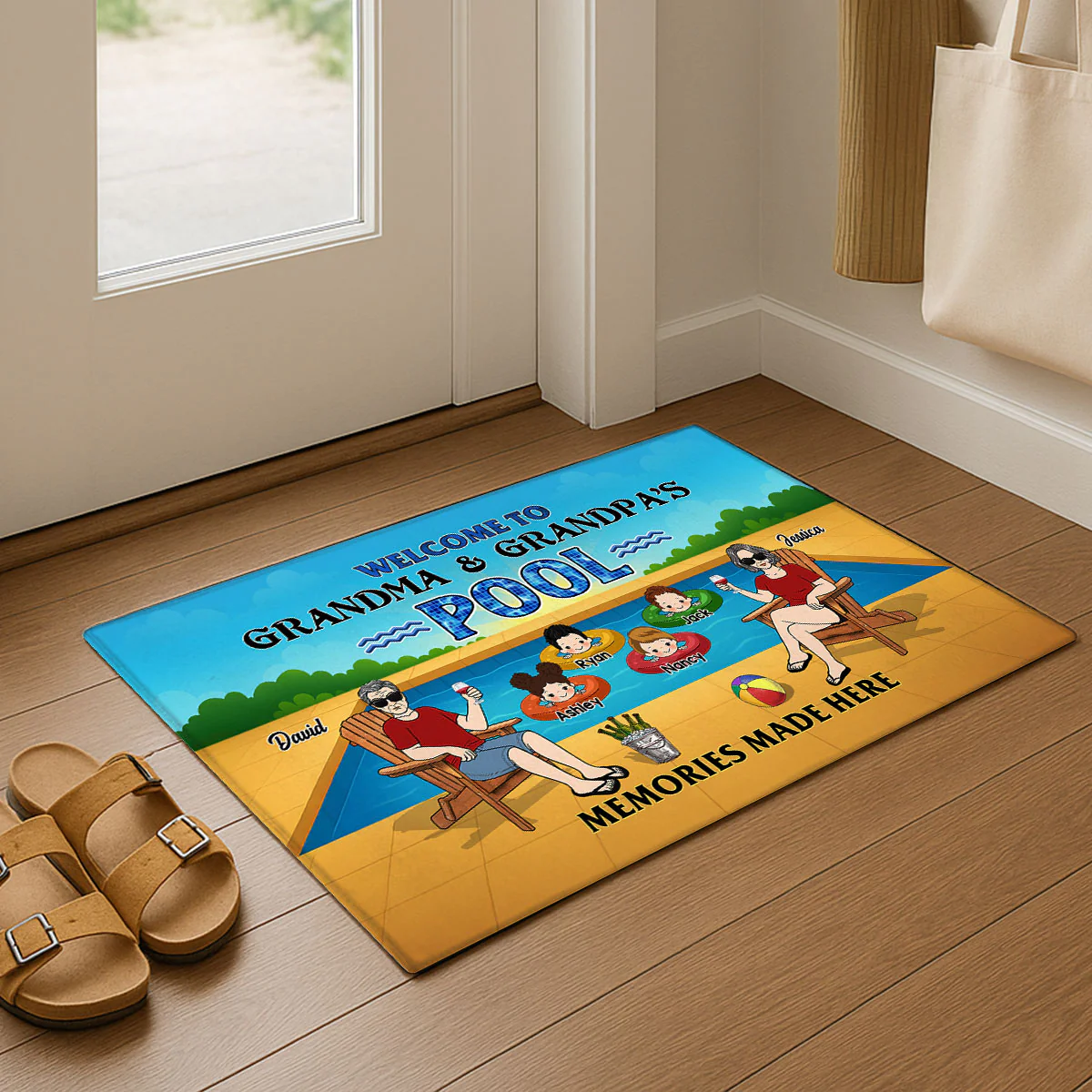 Summer Welcome To Grandpa Grandma Grandparents Pool Personalized Doormat - Image 2