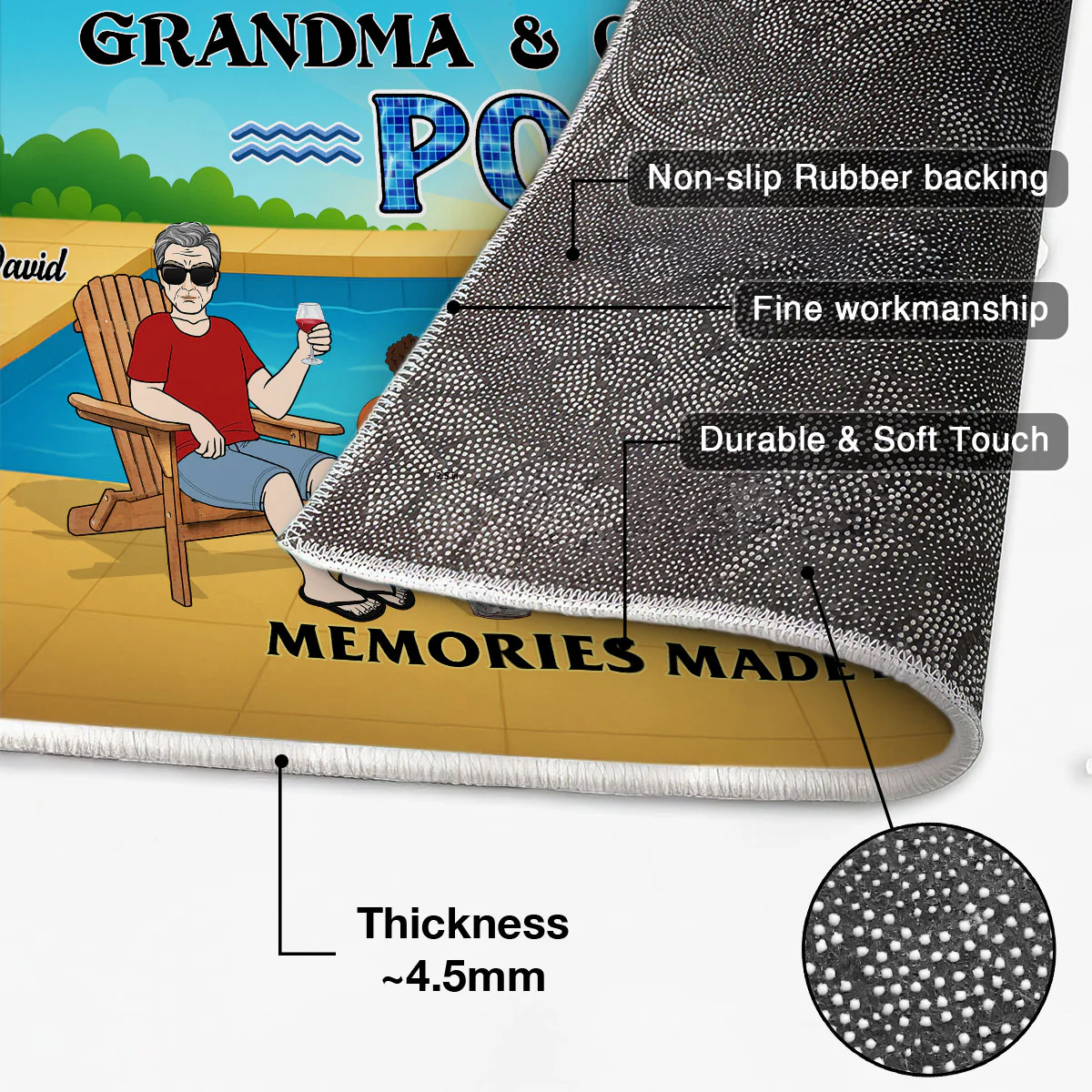 Summer Welcome To Grandpa Grandma Grandparents Pool Personalized Doormat - Image 4
