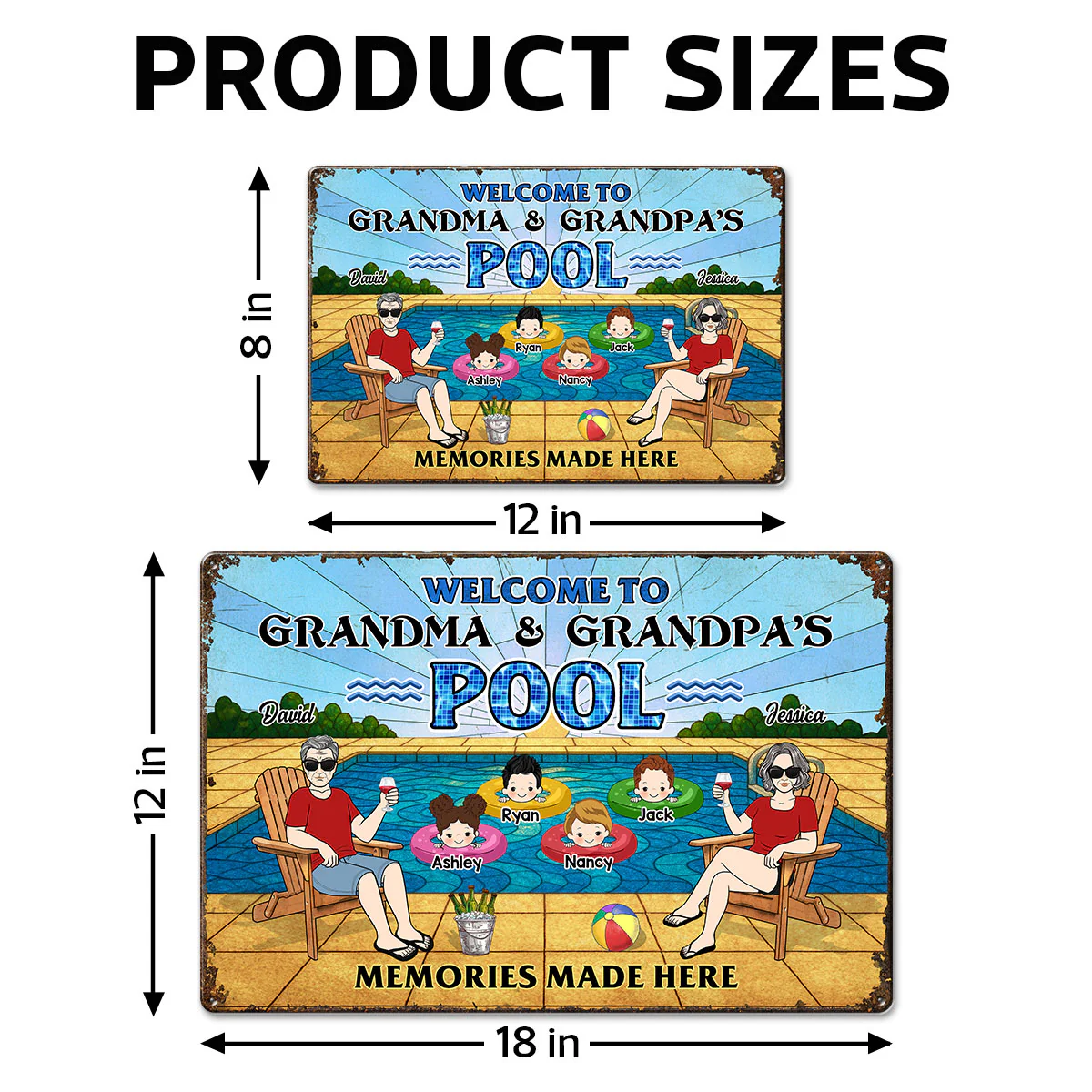 Summer Welcome To Grandpa Grandma Grandparents Pool Personalized Metal Sign| Summer Outdoor Decoration - Image 10
