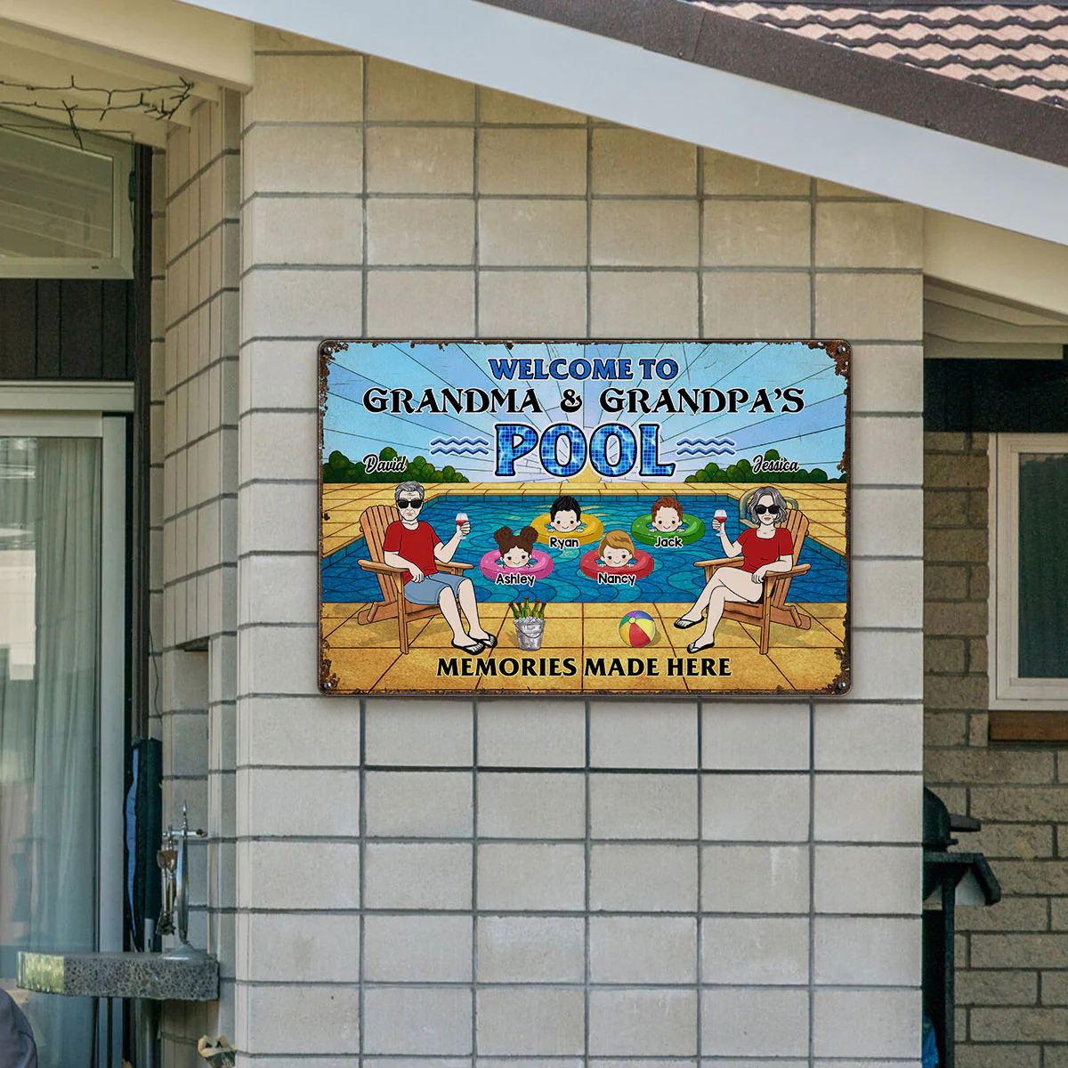 Summer Welcome To Grandpa Grandma Grandparents Pool Personalized Metal Sign| Summer Outdoor Decoration - Image 8