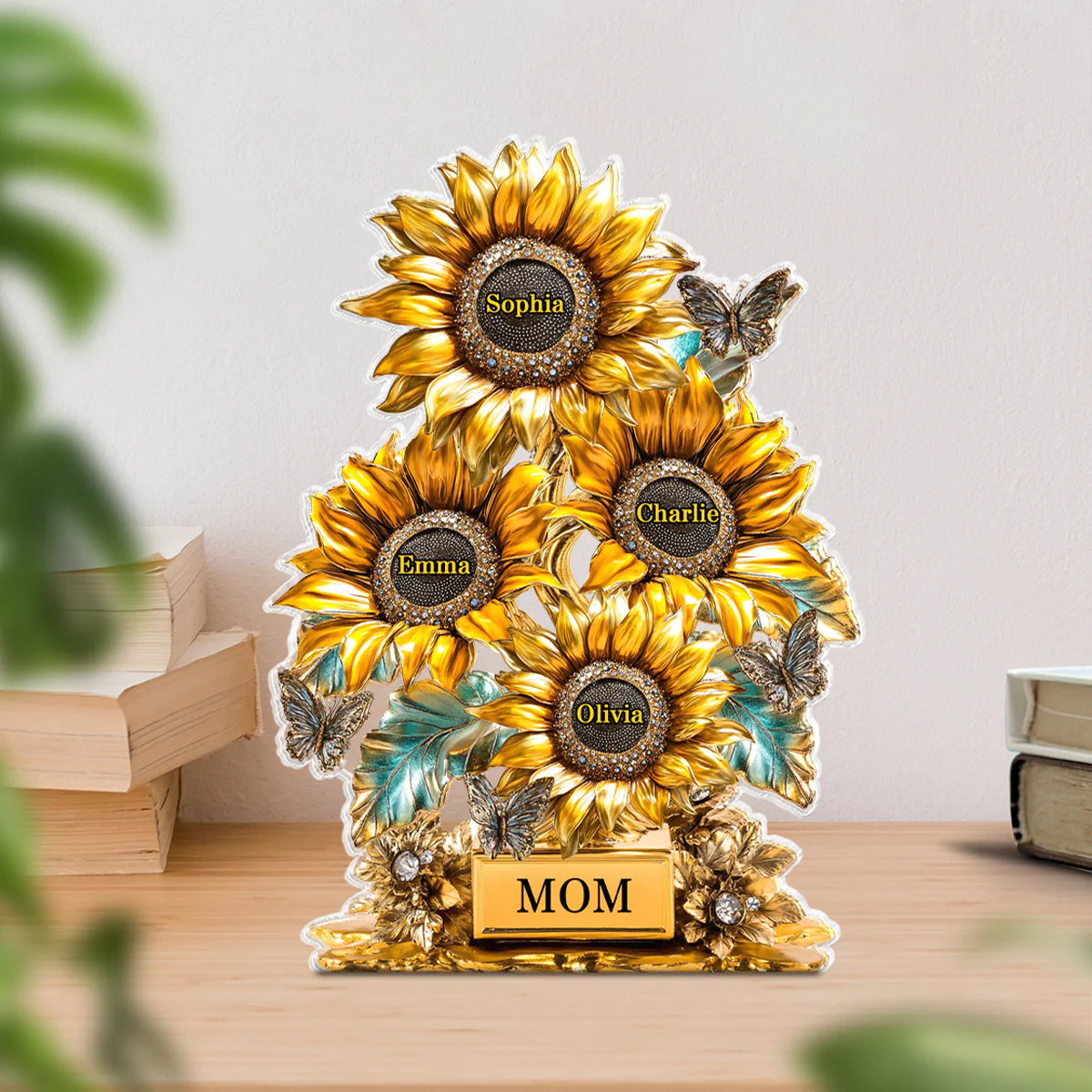Sunflower Garden Personalized Custom Shaped Acrylic Block, Gift For Mom, Grandma - Image 4