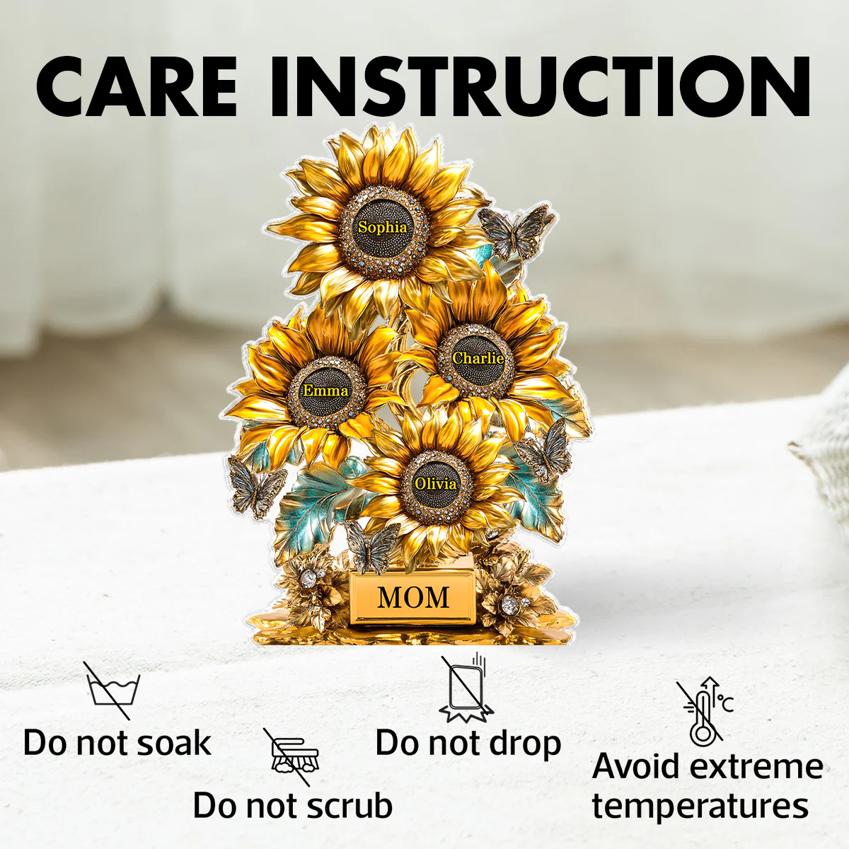 Sunflower Garden Personalized Custom Shaped Acrylic Block, Gift For Mom, Grandma - Image 7