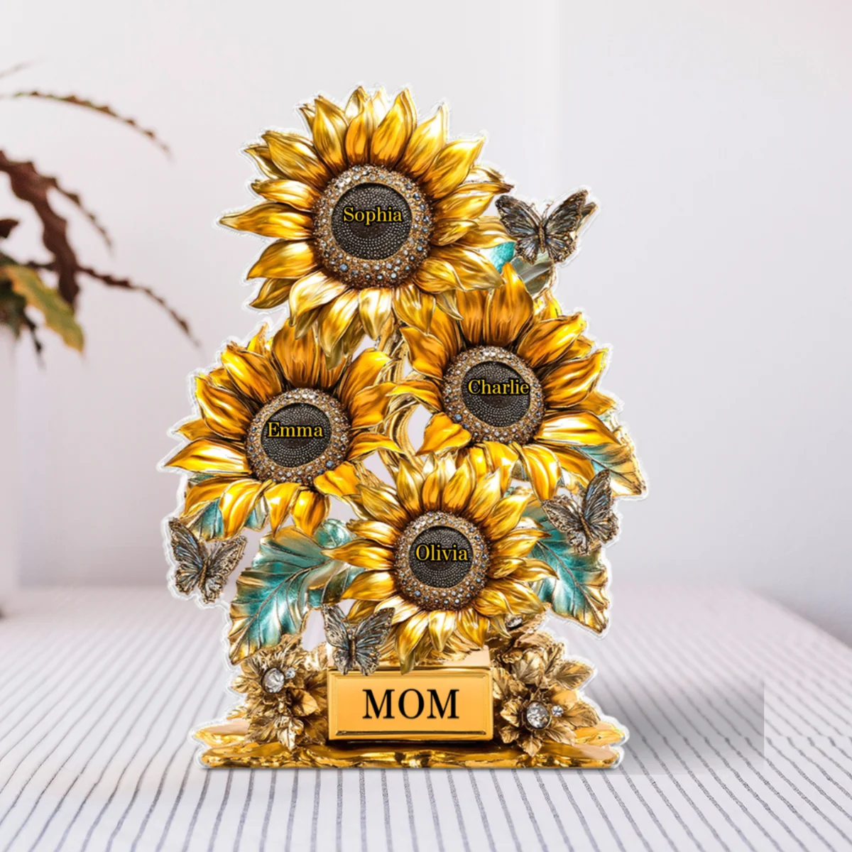 Sunflower Garden Personalized Custom Shaped Acrylic Block, Gift For Mom, Grandma - Image 8