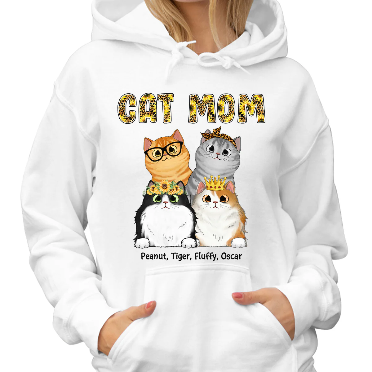 Sunflower Leopard Pattern Cat Mom Personalized Shirt - Image 4