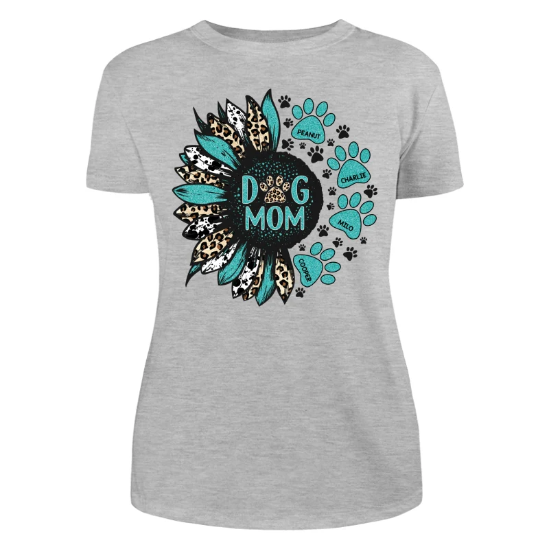 Sunflower Turquoise Cowhide Leopard Dog Cat Mom Personalized Shirt - Image 10