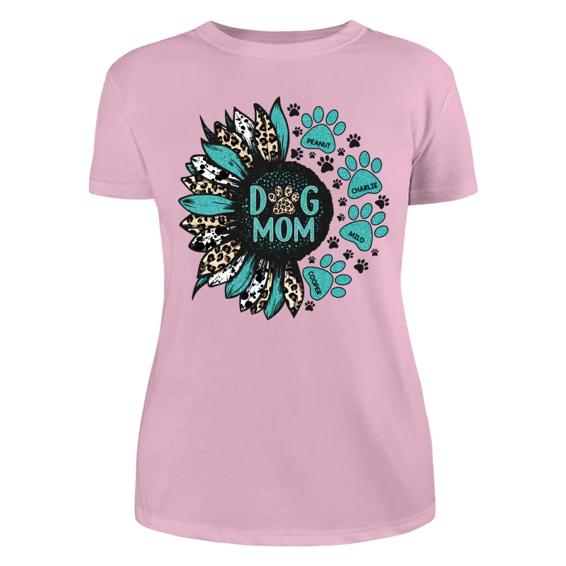 Sunflower Turquoise Cowhide Leopard Dog Cat Mom Personalized Shirt - Image 11