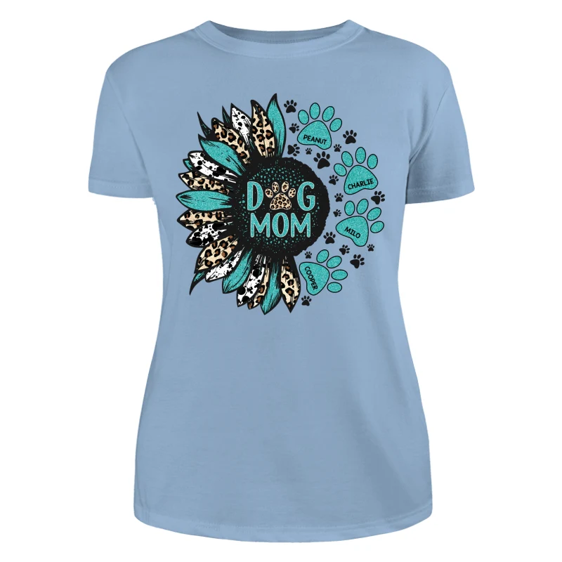 Sunflower Turquoise Cowhide Leopard Dog Cat Mom Personalized Shirt - Image 12