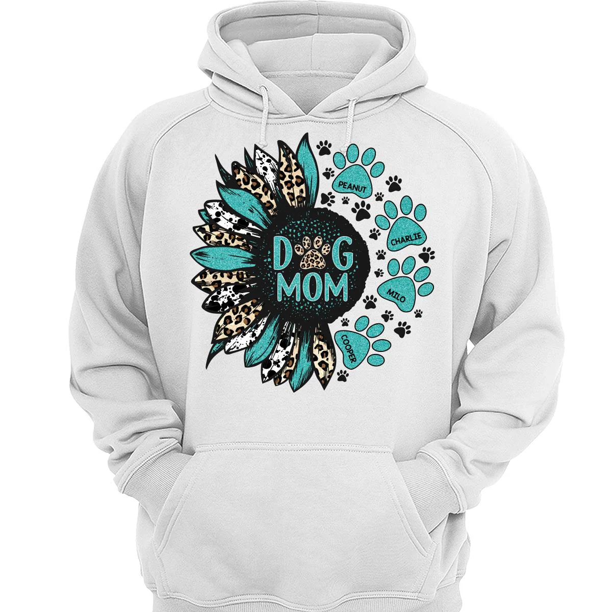 Sunflower Turquoise Cowhide Leopard Dog Cat Mom Personalized Shirt - Image 3