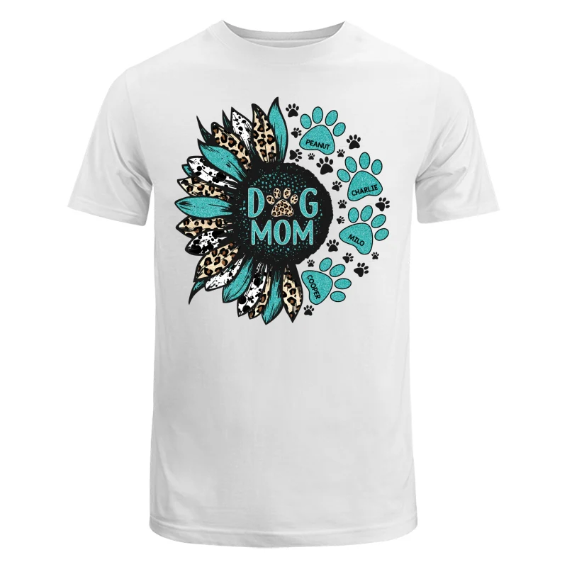 Sunflower Turquoise Cowhide Leopard Dog Cat Mom Personalized Shirt - Image 5