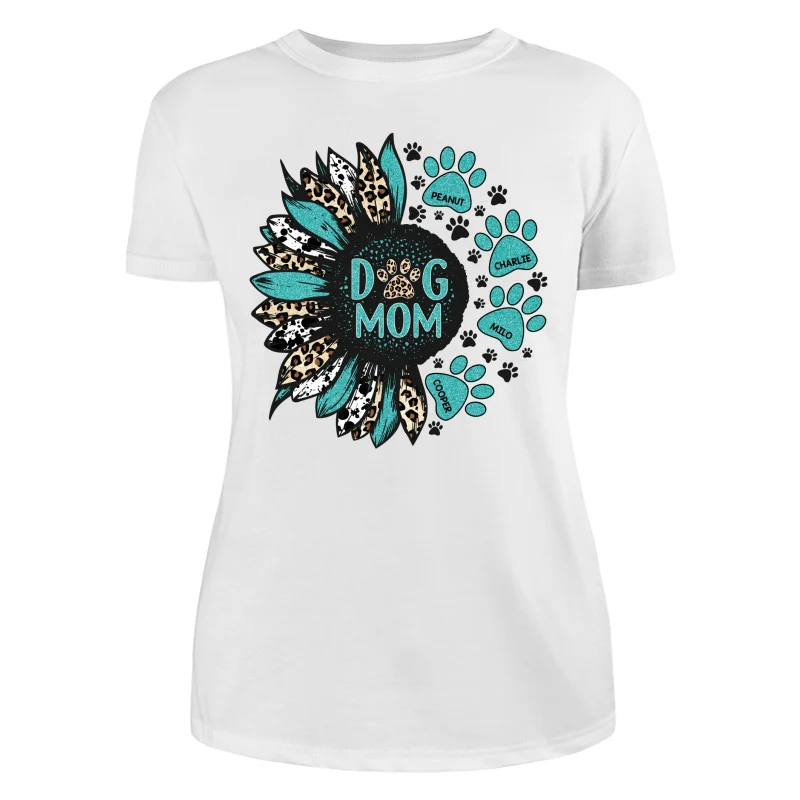 Sunflower Turquoise Cowhide Leopard Dog Cat Mom Personalized Shirt - Image 9