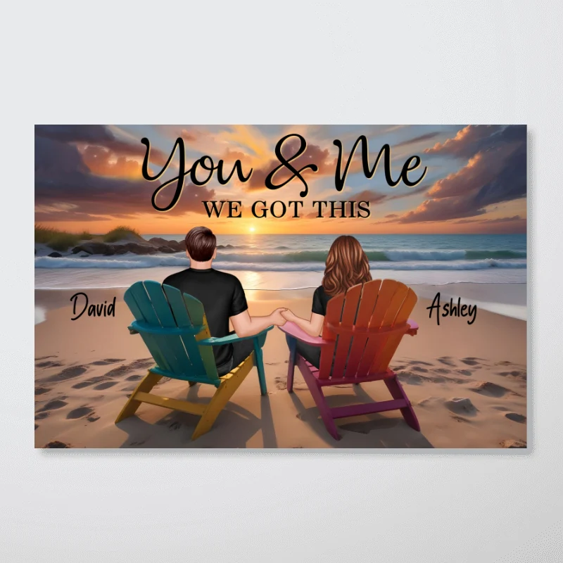 Sunset Beach Landscape Couple Sitting Personalized Poster, Birthday Gift, Anniversary Gift For Him, For Her - Image 11