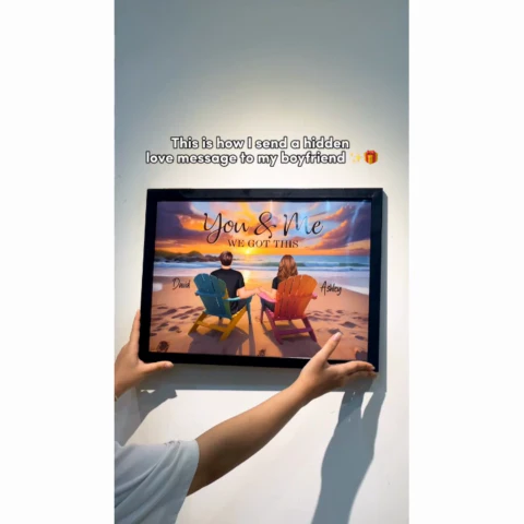 Sunset Beach Landscape Couple Sitting Personalized Poster, Birthday Gift, Anniversary Gift For Him, For Her - Image 2
