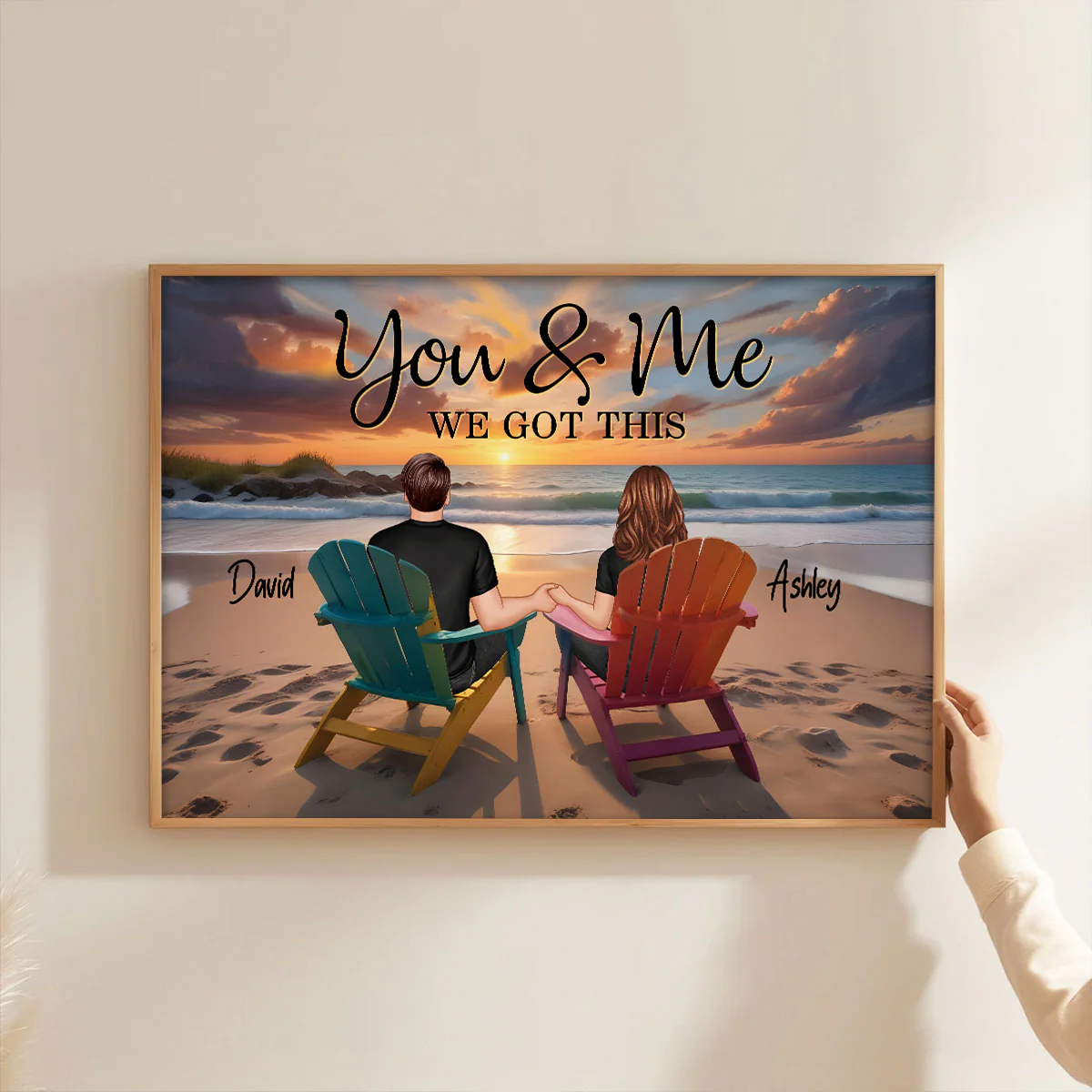 Sunset Beach Landscape Couple Sitting Personalized Poster, Birthday Gift, Anniversary Gift For Him, For Her - Image 4