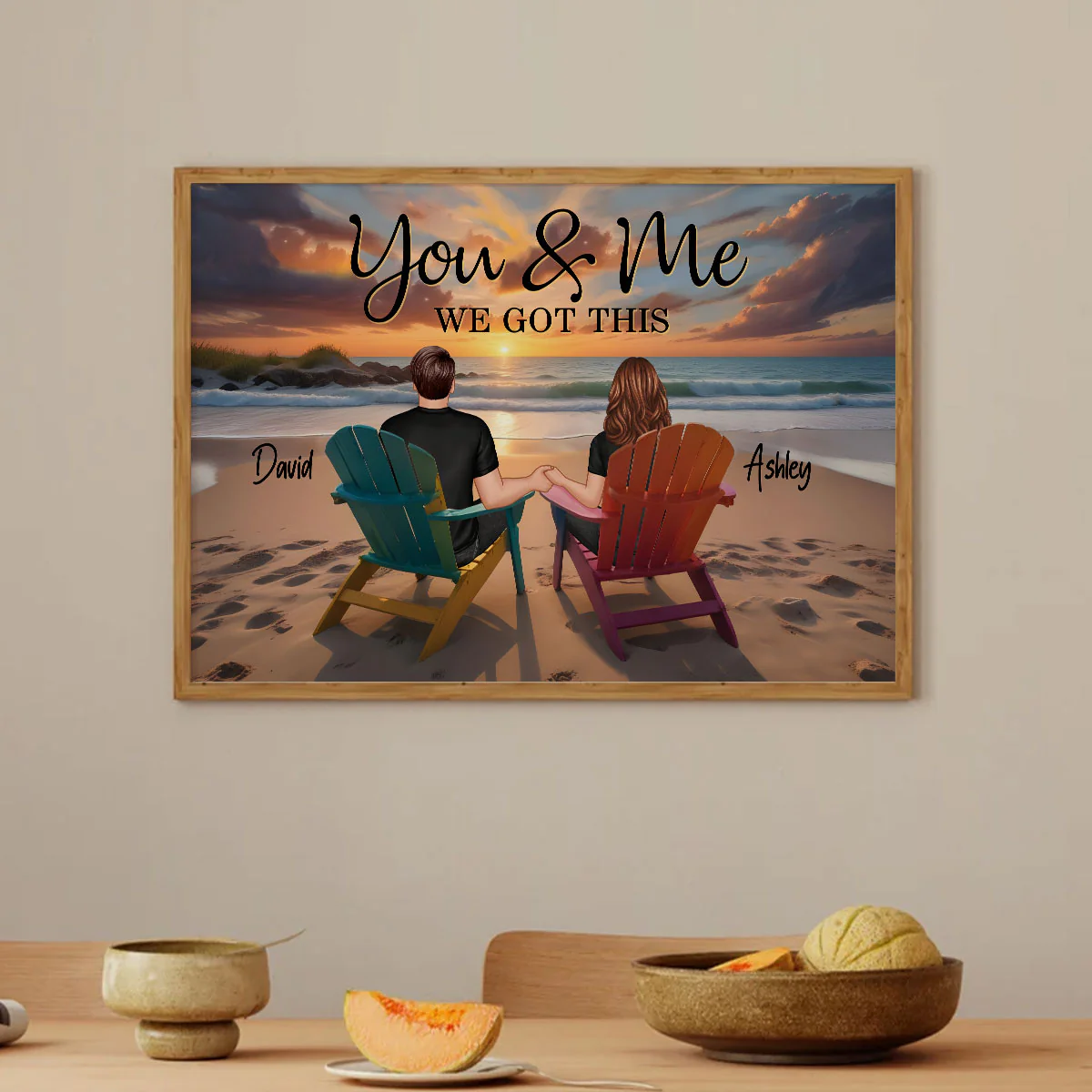 Sunset Beach Landscape Couple Sitting Personalized Poster, Birthday Gift, Anniversary Gift For Him, For Her - Image 5