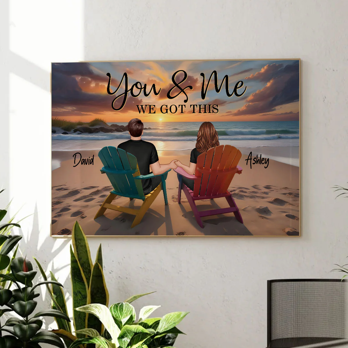 Sunset Beach Landscape Couple Sitting Personalized Poster, Birthday Gift, Anniversary Gift For Him, For Her - Image 6