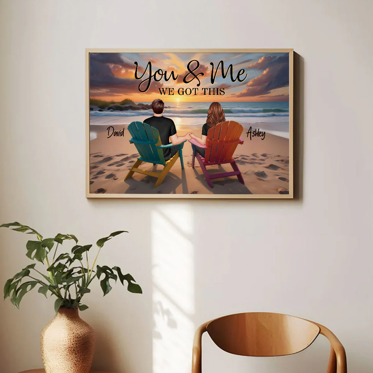 Sunset Beach Landscape Couple Sitting Personalized Poster, Birthday Gift, Anniversary Gift For Him, For Her - Image 8