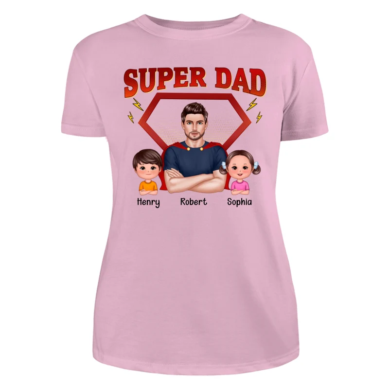 Super Dad Cool Man & Doll Kids Personalized Shirt - Image 11