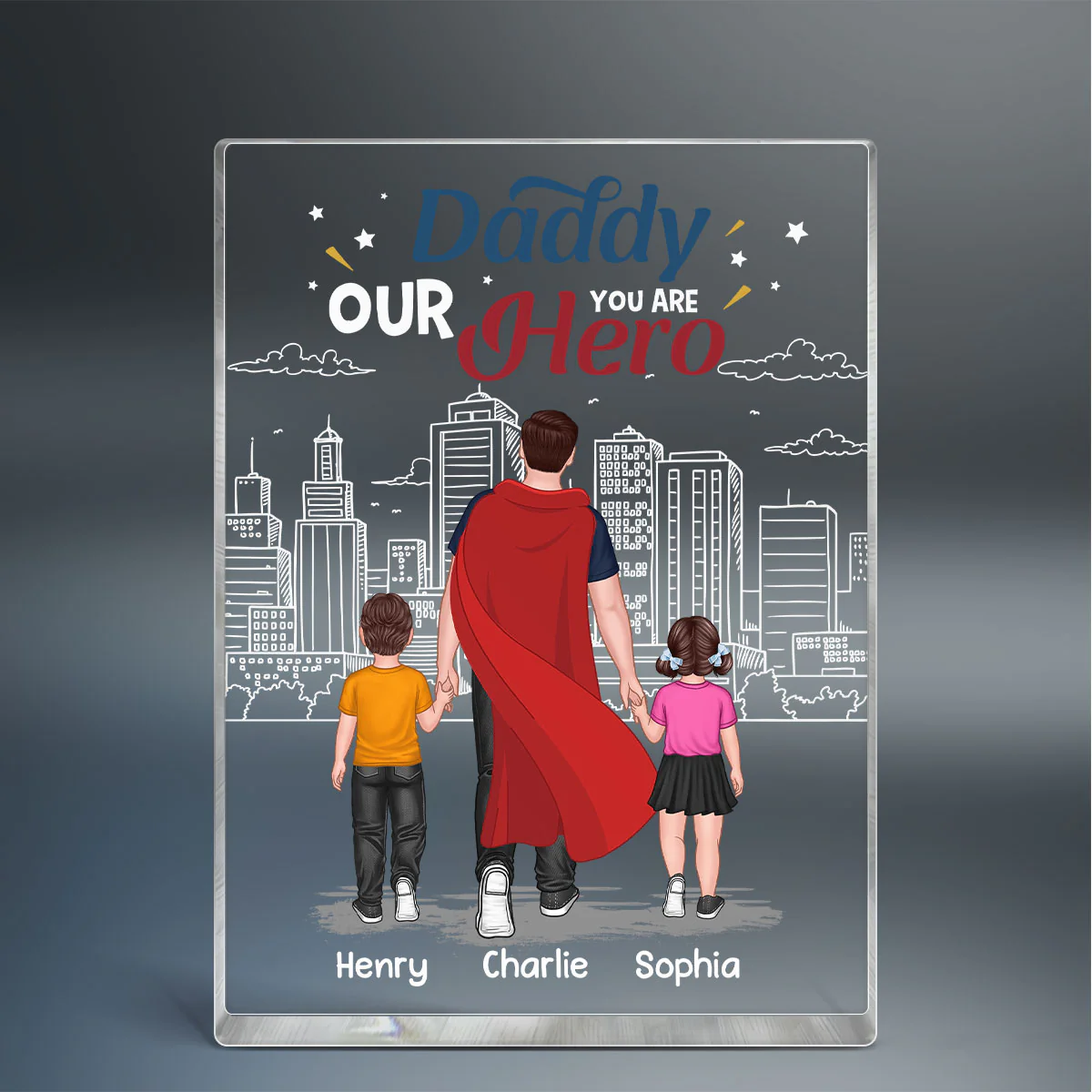 Super Hero Daddy Personalized Rectangle Acrylic Block Plaque - Image 2