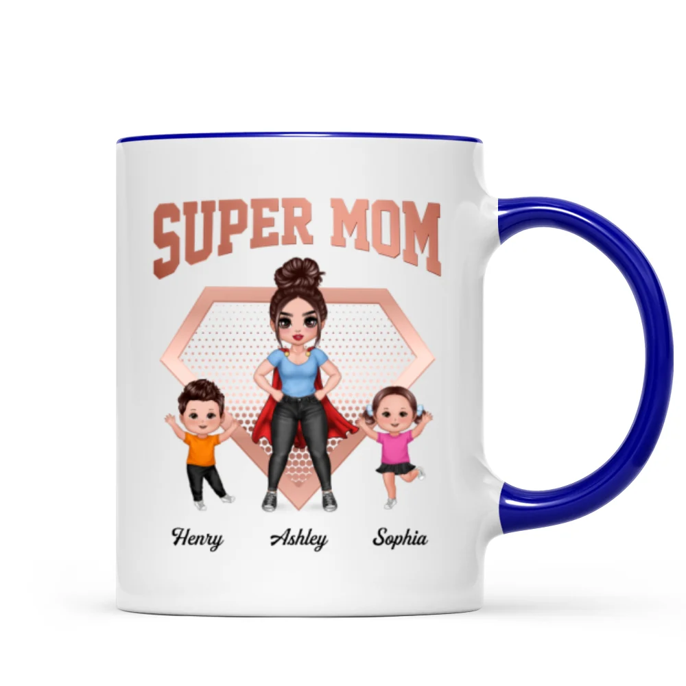 Super Mom Doll Mom & Doll Kids Personalized Mug - Image 6