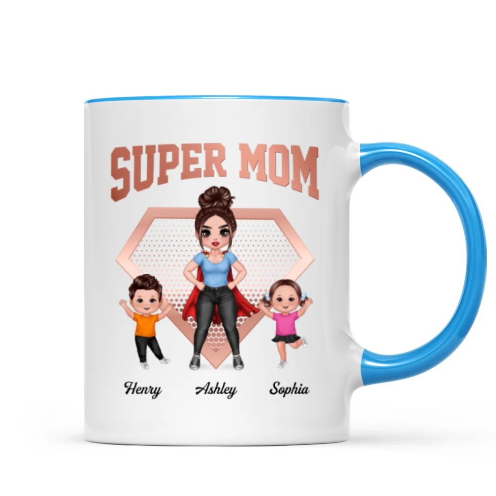 Super Mom Doll Mom & Doll Kids Personalized Mug - Image 8
