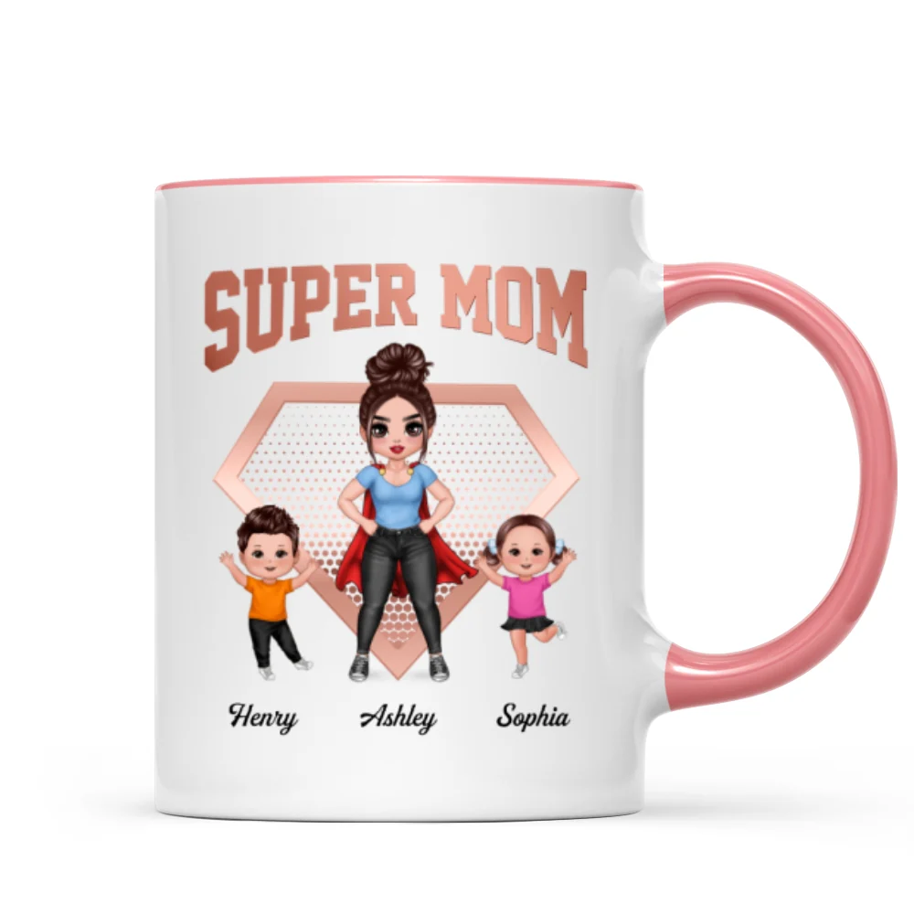 Super Mom Doll Mom & Doll Kids Personalized Mug - Image 9