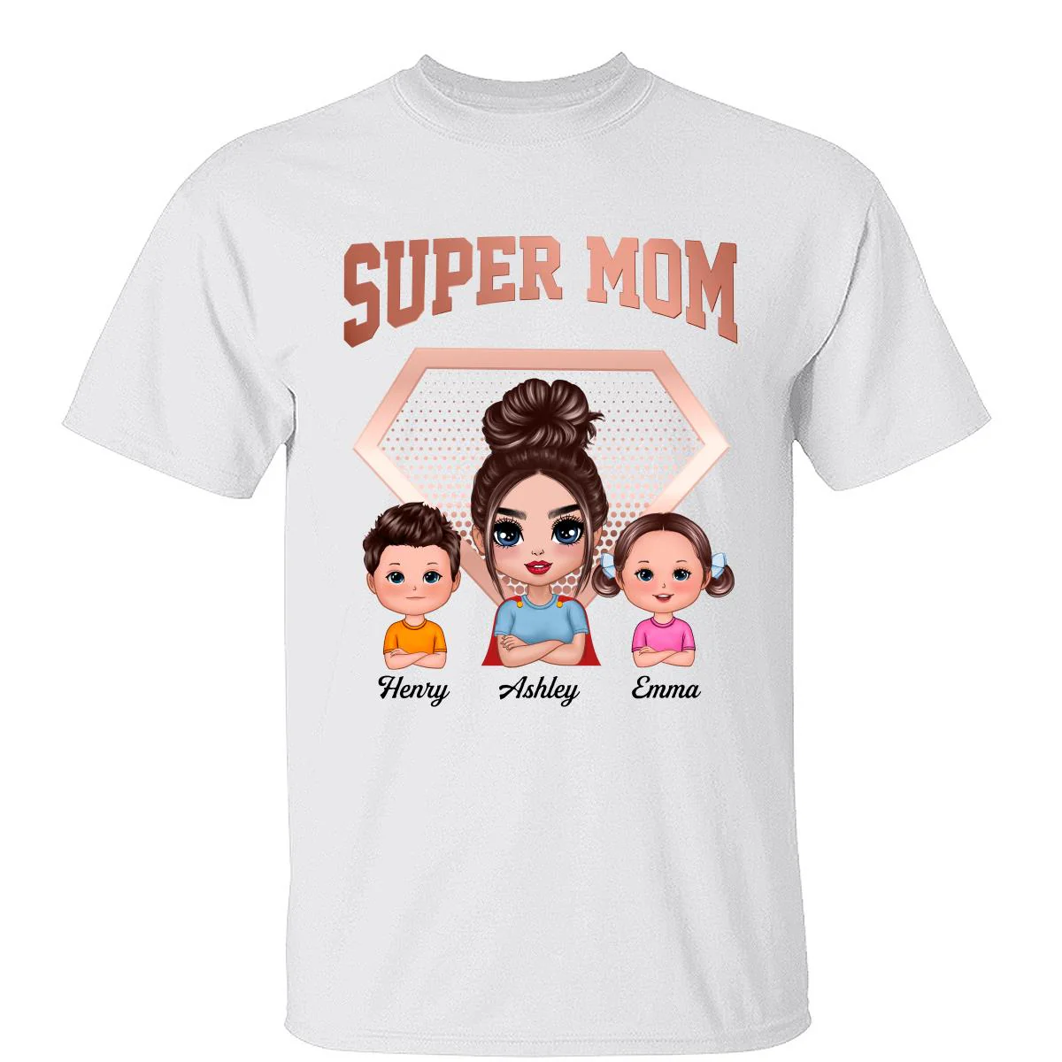Super Mom Doll Mom & Kids Personalized Shirt
