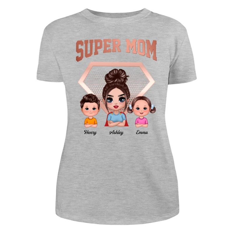 Super Mom Doll Mom & Kids Personalized Shirt - Image 10