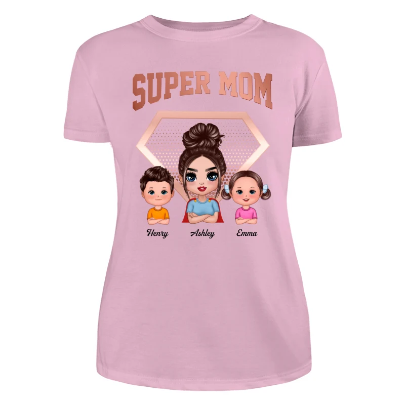 Super Mom Doll Mom & Kids Personalized Shirt - Image 11