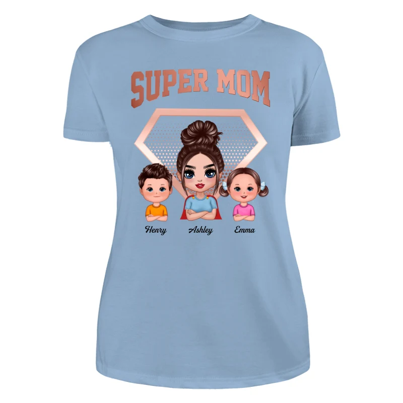 Super Mom Doll Mom & Kids Personalized Shirt - Image 12