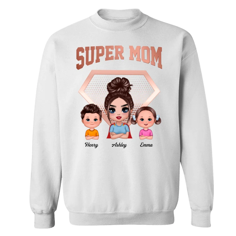 Super Mom Doll Mom & Kids Personalized Shirt - Image 17