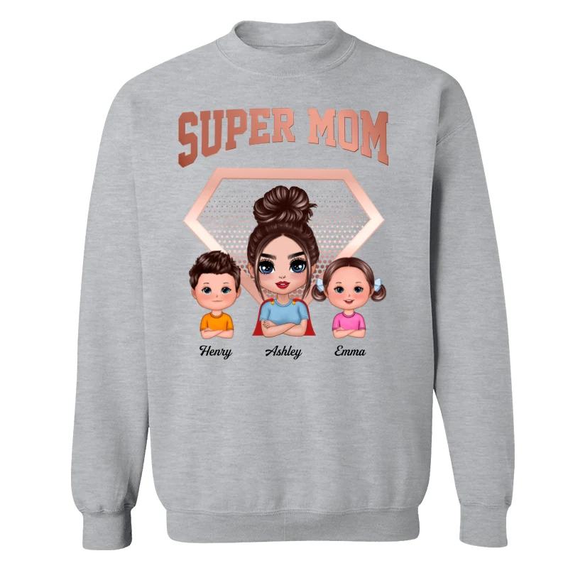 Super Mom Doll Mom & Kids Personalized Shirt - Image 18