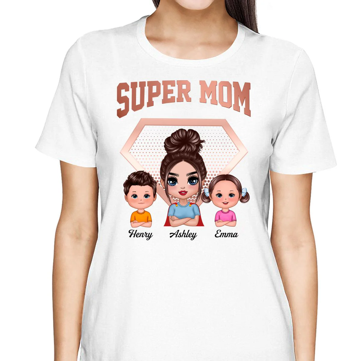Super Mom Doll Mom & Kids Personalized Shirt - Image 2
