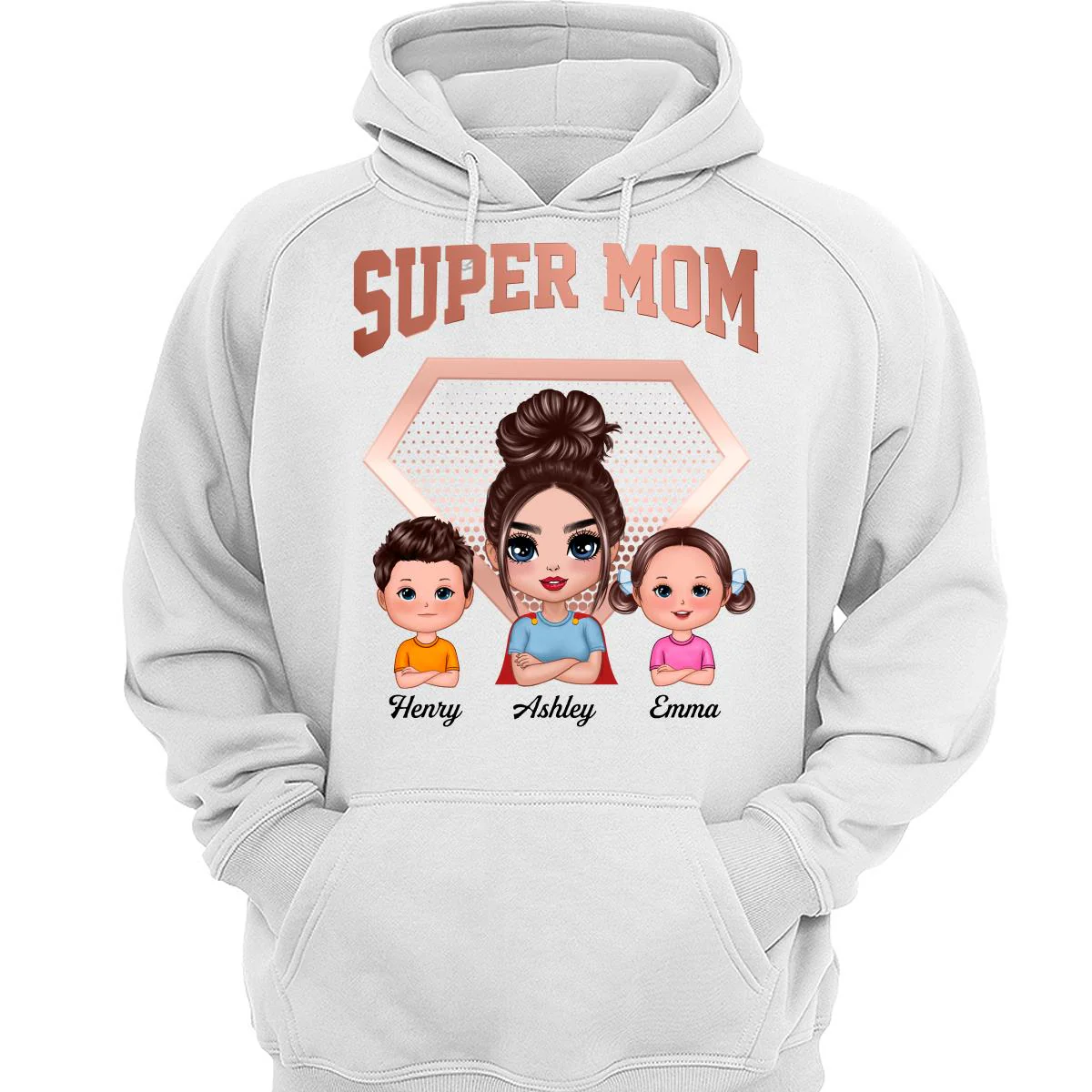 Super Mom Doll Mom & Kids Personalized Shirt - Image 3