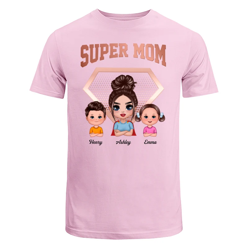 Super Mom Doll Mom & Kids Personalized Shirt - Image 7