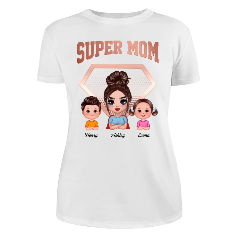 Super Mom Doll Mom & Kids Personalized Shirt - Image 9
