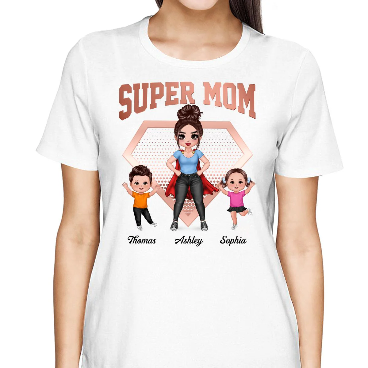 Super Mom Doll Woman & Kids Personalized Shirt - Image 2