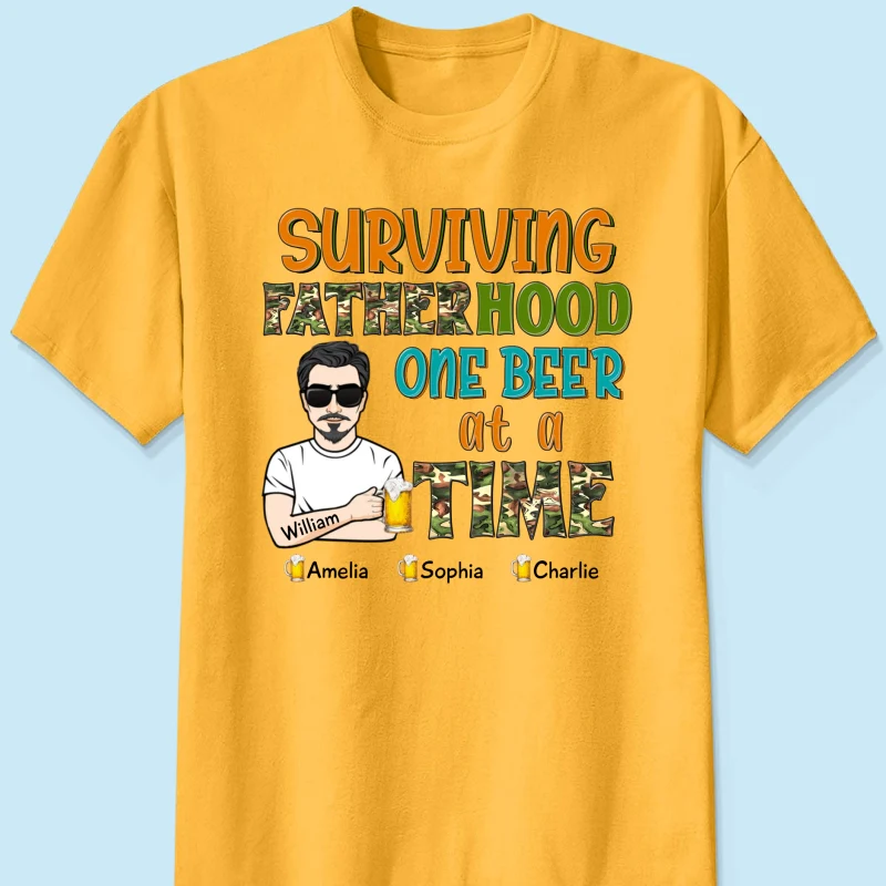 Surviving Fatherhood One Beer At A Time Gift for Dad Personalized Shirt - Image 11