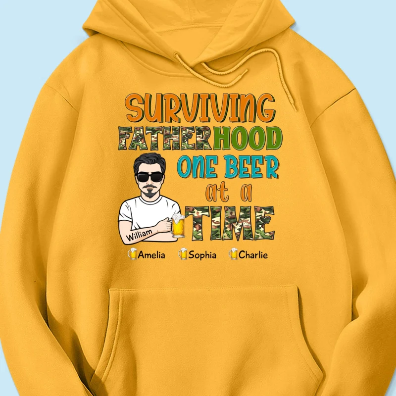 Surviving Fatherhood One Beer At A Time Gift for Dad Personalized Shirt - Image 15