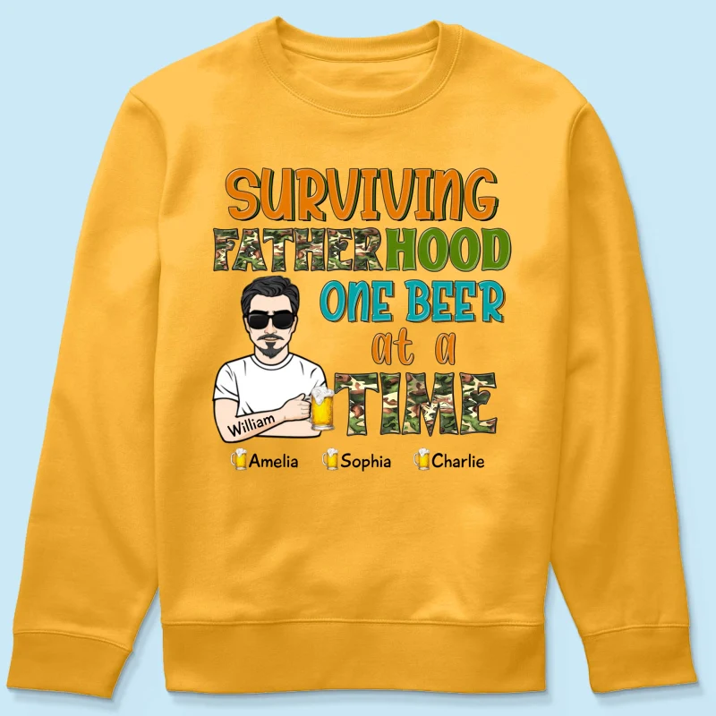 Surviving Fatherhood One Beer At A Time Gift for Dad Personalized Shirt - Image 19