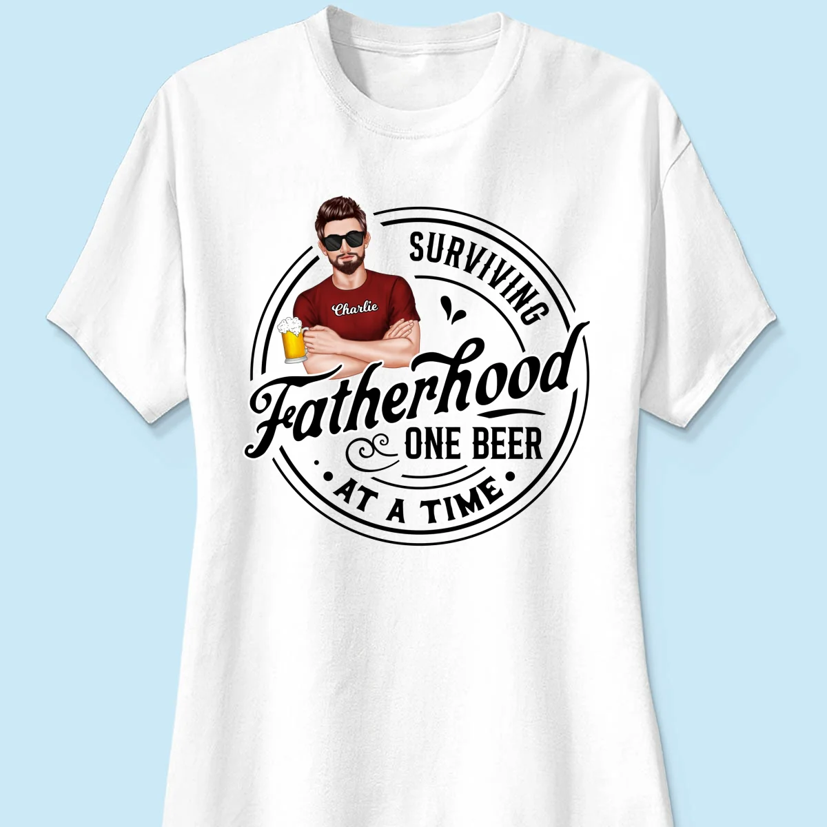 Surviving Father's Hood One Beer At A Time, Gift For Dad, Gift For Him, Personalized Shirt - Image 11