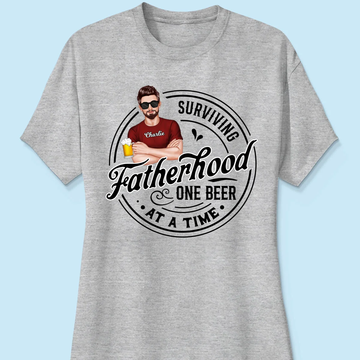 Surviving Father's Hood One Beer At A Time, Gift For Dad, Gift For Him, Personalized Shirt - Image 12