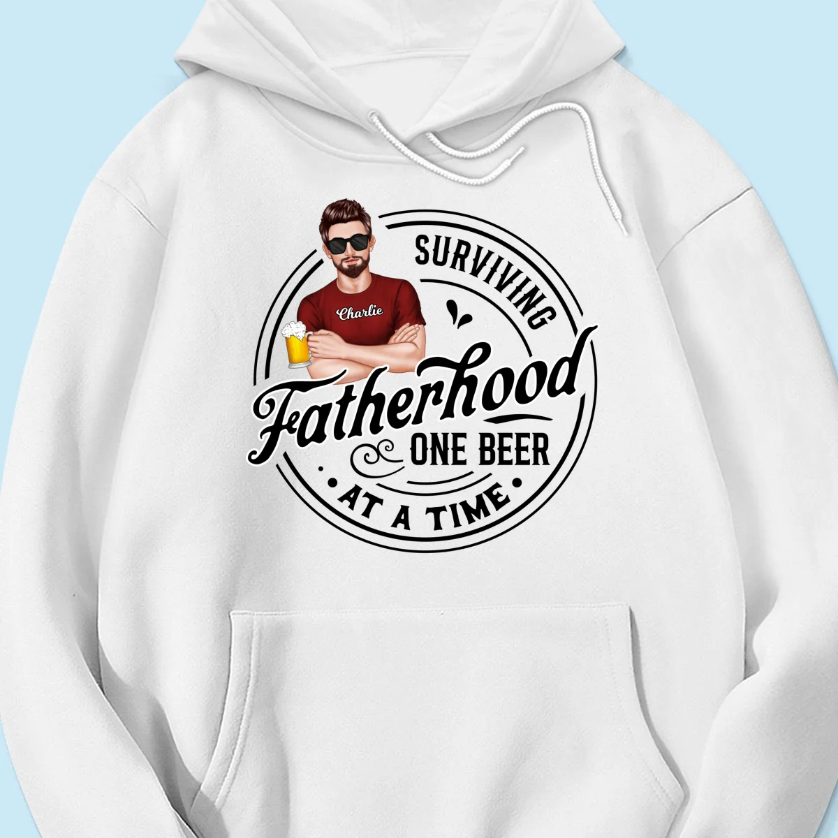 Surviving Father's Hood One Beer At A Time, Gift For Dad, Gift For Him, Personalized Shirt - Image 15