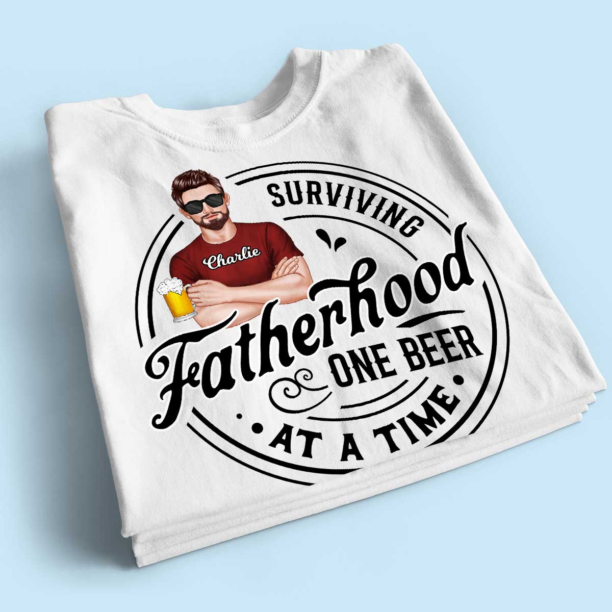 Surviving Father's Hood One Beer At A Time, Gift For Dad, Gift For Him, Personalized Shirt - Image 2