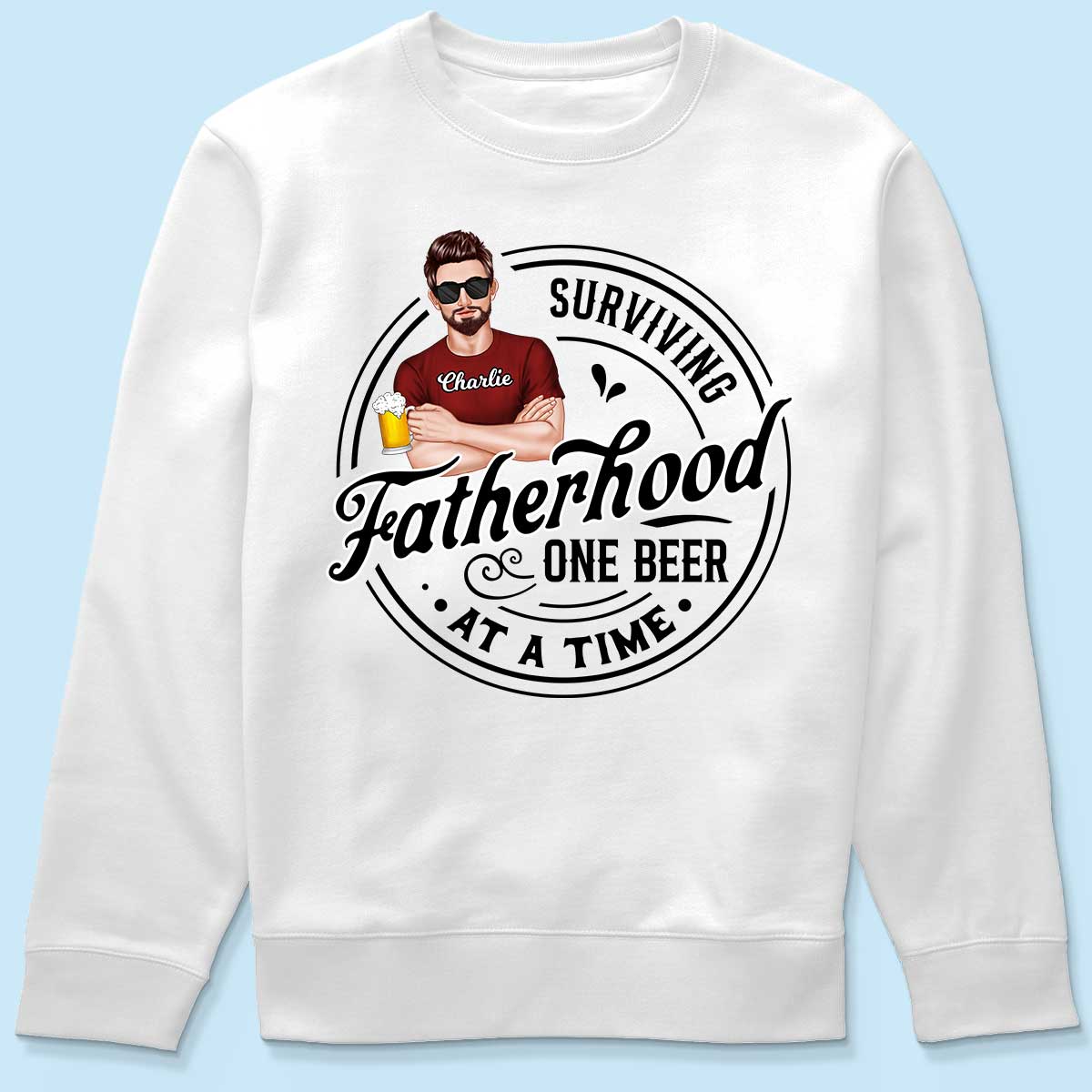 Surviving Father's Hood One Beer At A Time, Gift For Dad, Gift For Him, Personalized Shirt - Image 6