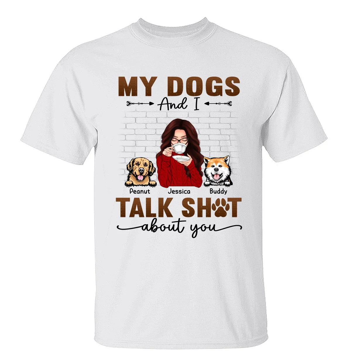 Talking Peeking Dog Mom Brick Personalized Shirt