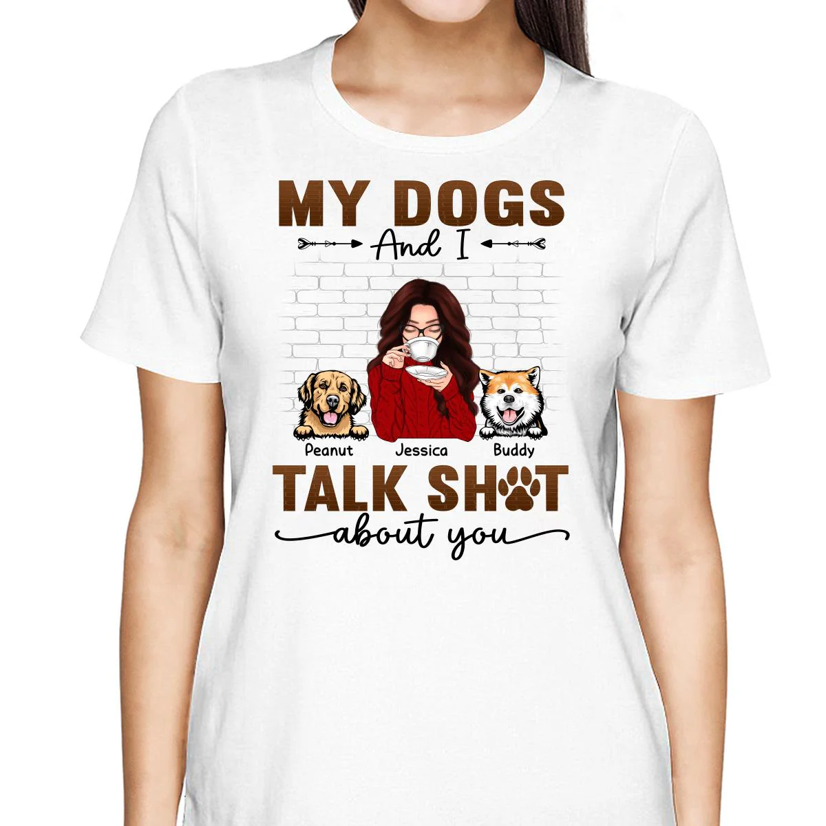 Talking Peeking Dog Mom Brick Personalized Shirt - Image 2